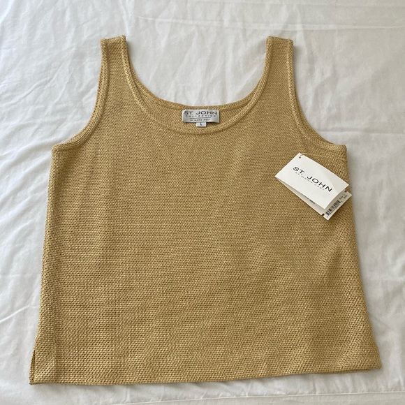 *NWT* ST JOHN COLLECTION BY MARIE GRAY Gold Knit Top Size L - Picture 1 of 6